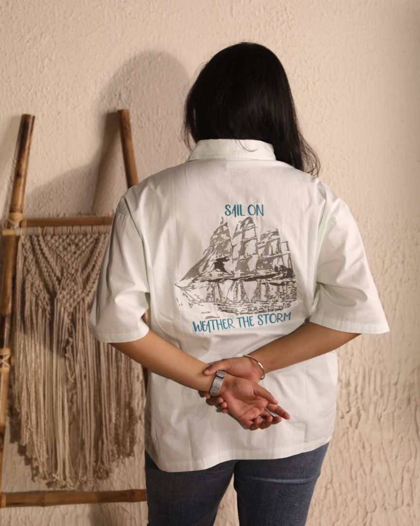 Sail On - Oversized Shirt ( Mint Cream )